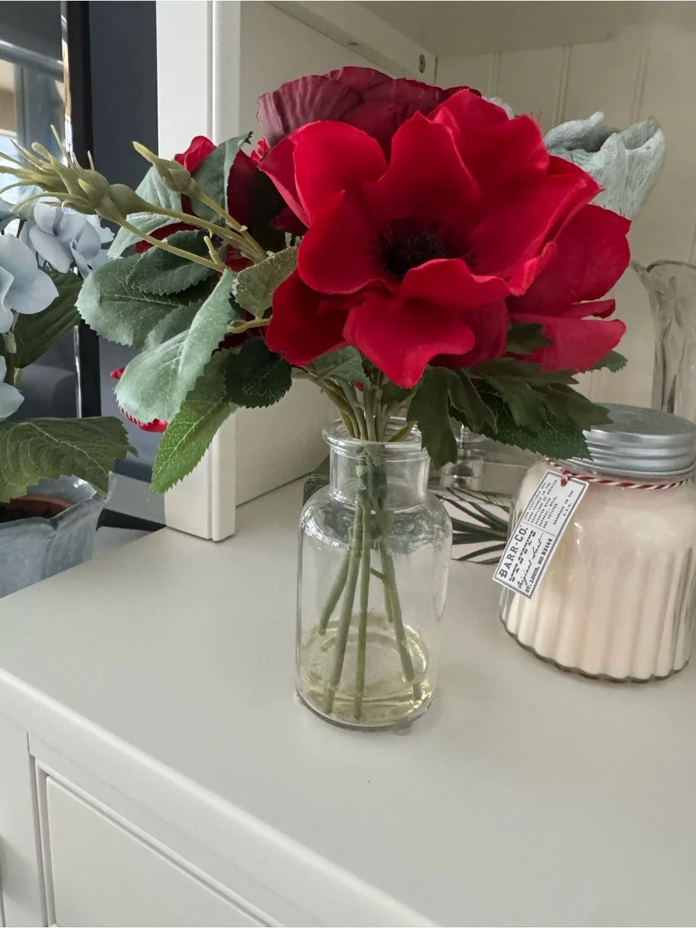 Pottery Barn Red Rose & Poppy Arrangement ~ 4th of July